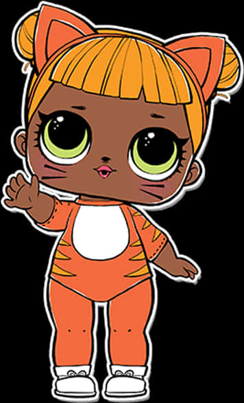 Orange Outfit L O L Doll Illustration PNG