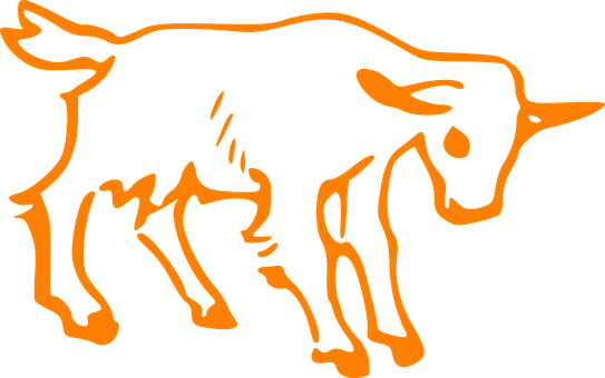 Orange Outline Goat Illustration PNG