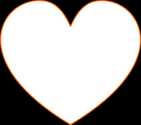 Orange Outlined Heart Black Background PNG