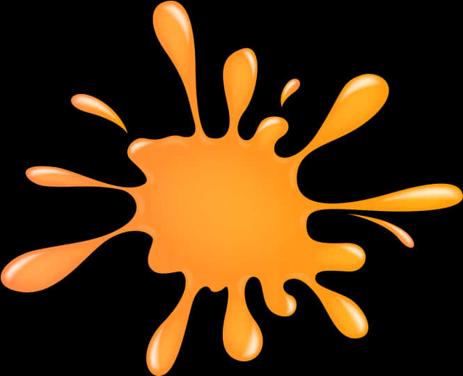 Orange Paint Splaton Black Background PNG