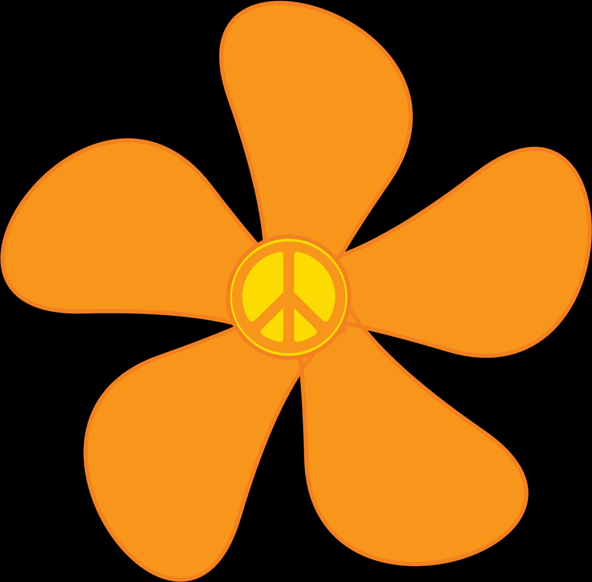 Orange Peace Symbol Daisy PNG