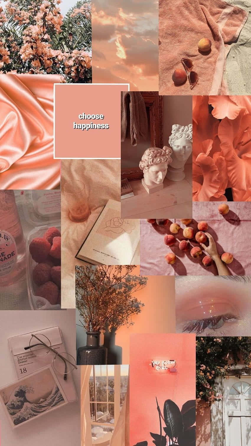 A Collage Of Pictures Of Peach And Orange Wallpaper