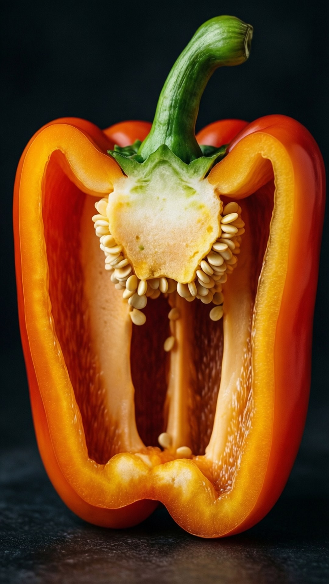 Tværsnit af orange peberfrugt Wallpapers
