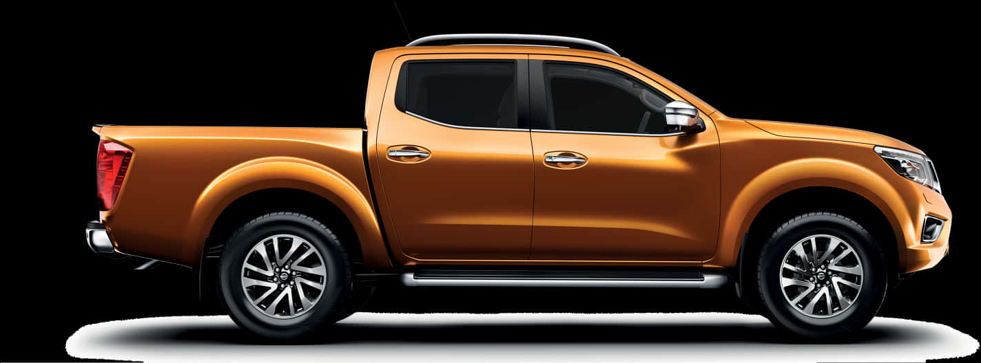 Orange Pickup Truck Side View PNG