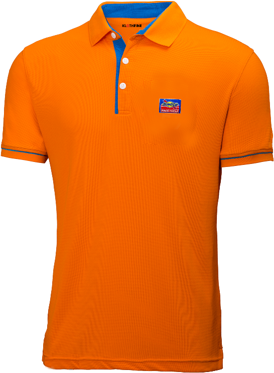 Orange Polo Shirt Blue Trim PNG