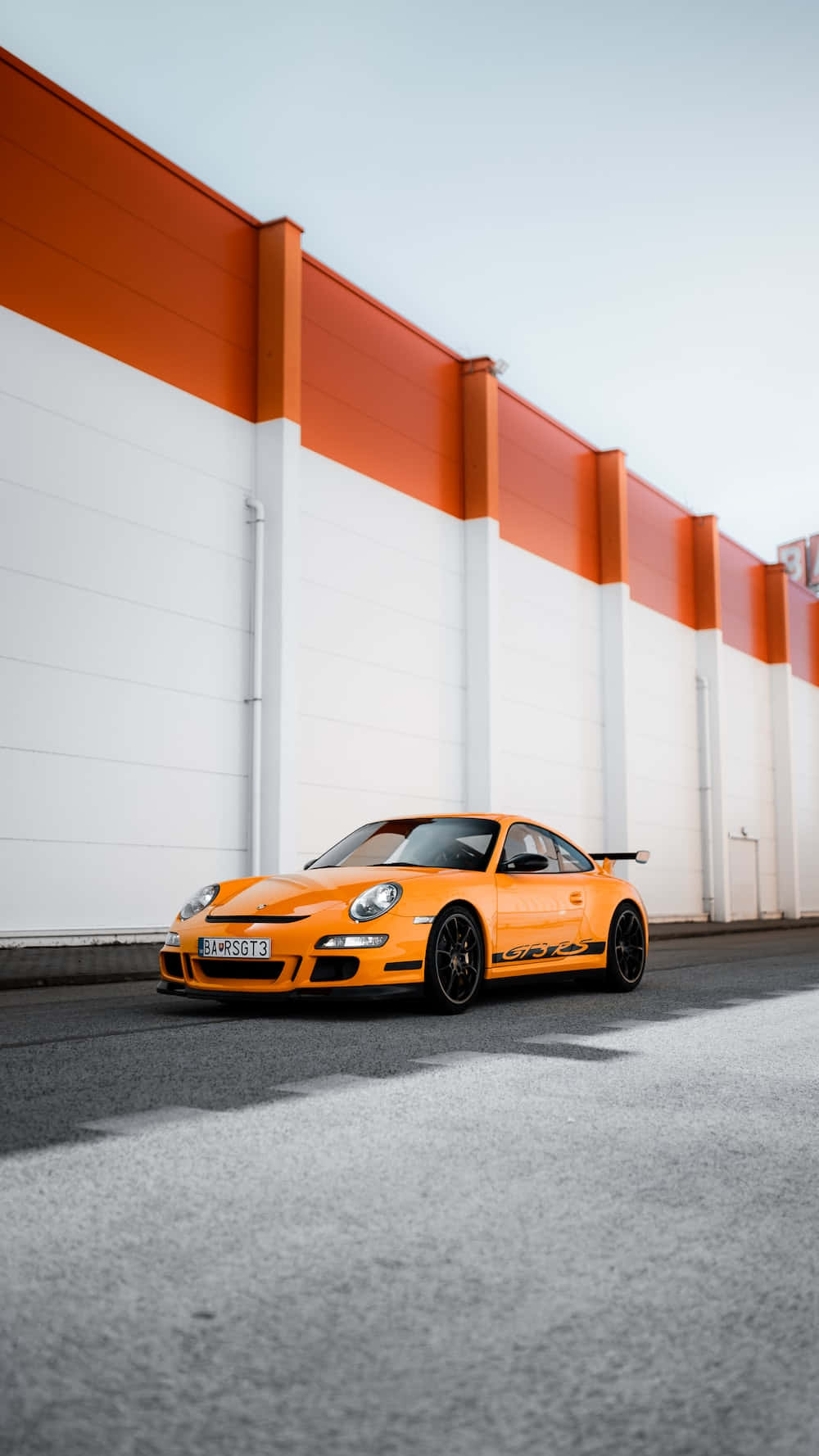 Oransje Porsche G T3 R S Urban Bakgrunn Bakgrunnsbildet