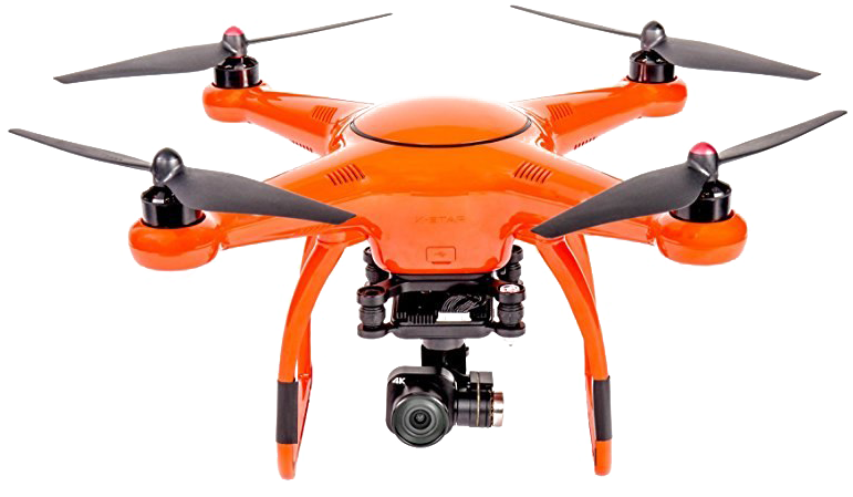 Orange Quadcopter Dronewith Camera PNG