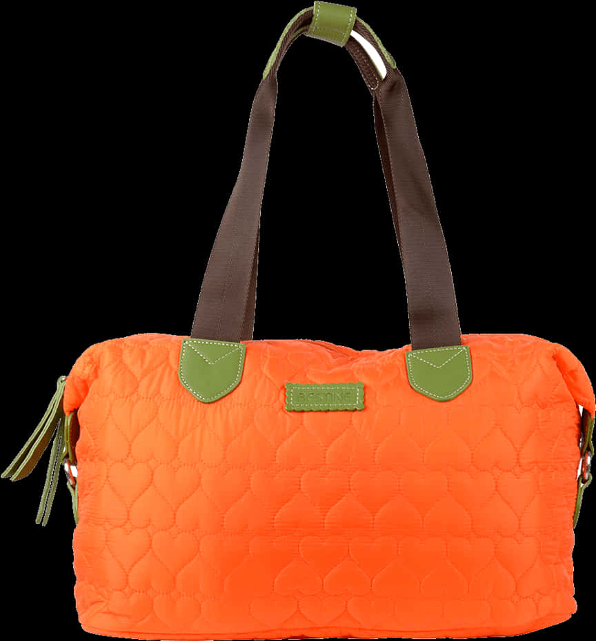 Orange Quilted Tote Bag PNG