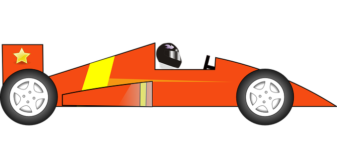 Orange Racecar Vector Illustration PNG