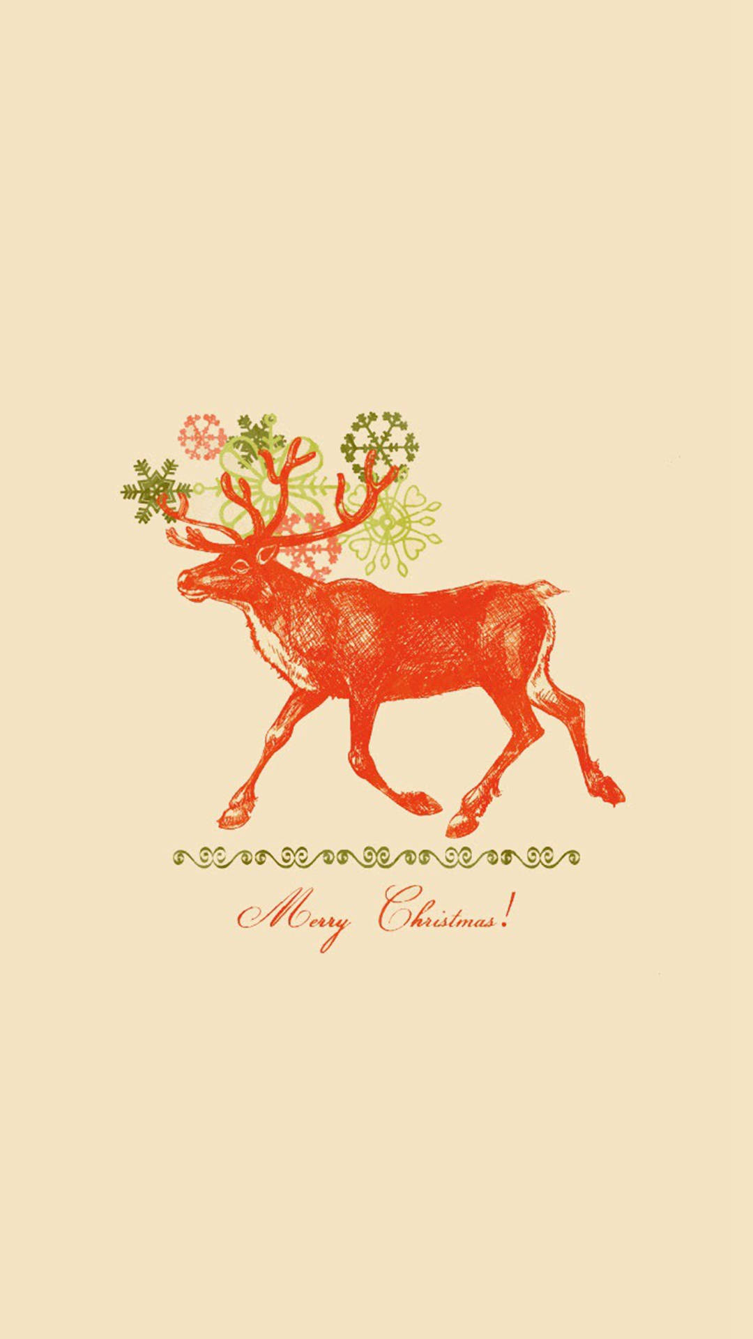 Orange Reindeer Christmas IPhone Wallpaper