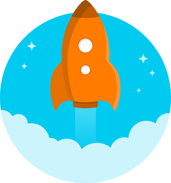 Orange Rocket Launch Cartoon PNG