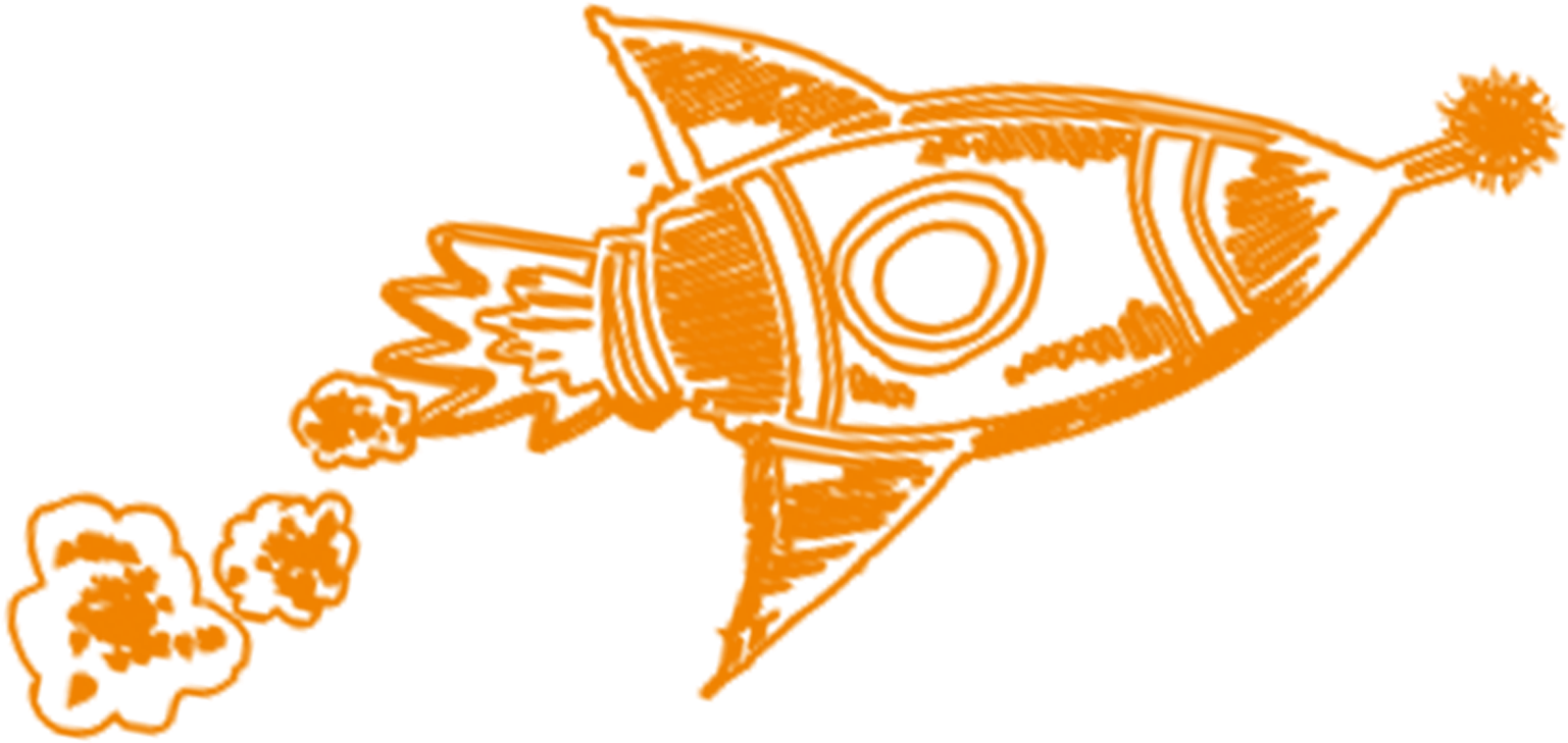 Orange Rocket Launch Silhouette PNG