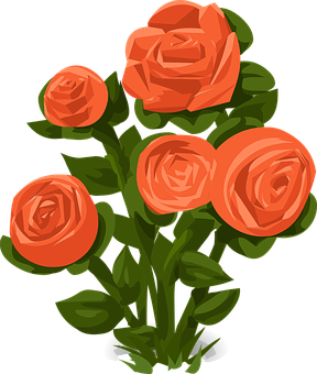 Orange Roses Illustration PNG