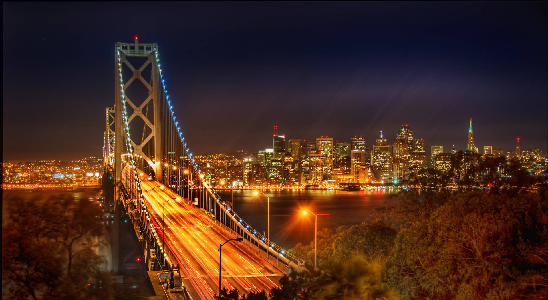 Orange San Francisco Skyline And Bridge Wallpaper