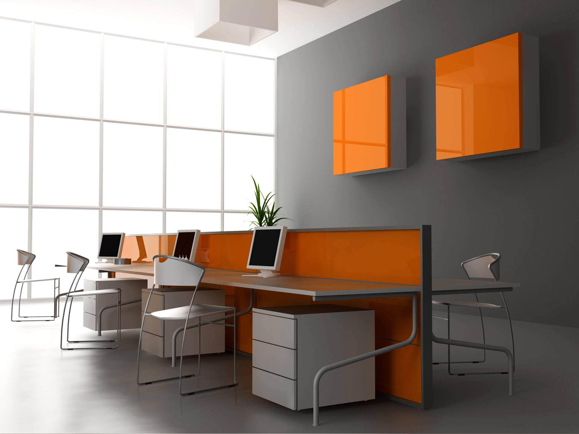 Orange Scheme Zoom Background Office Wallpaper
