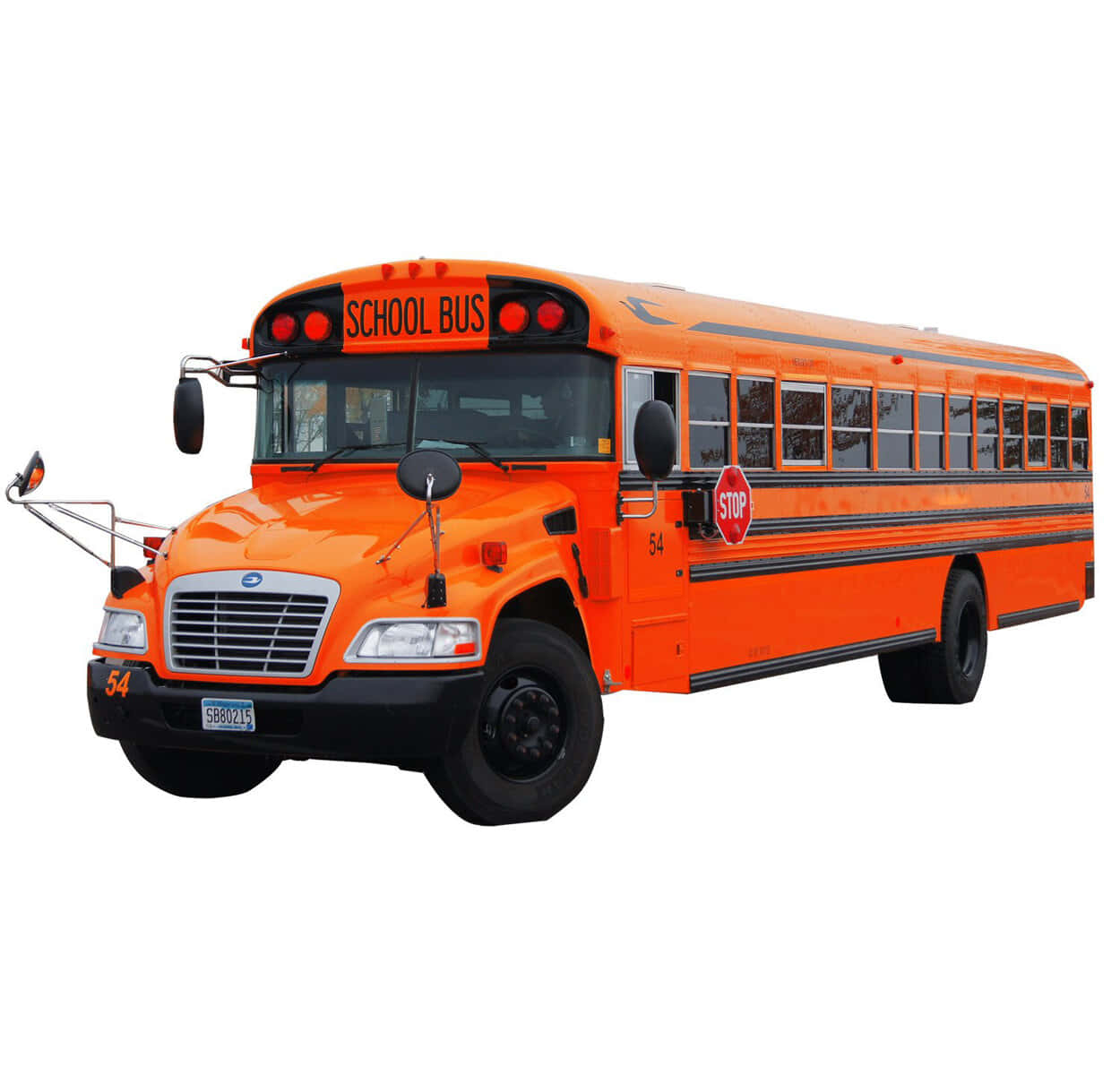 Orange School Bus On White Background Wallpaper