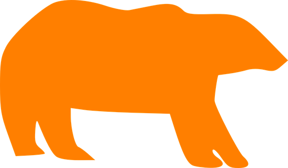 Orange Silhouette Bear PNG