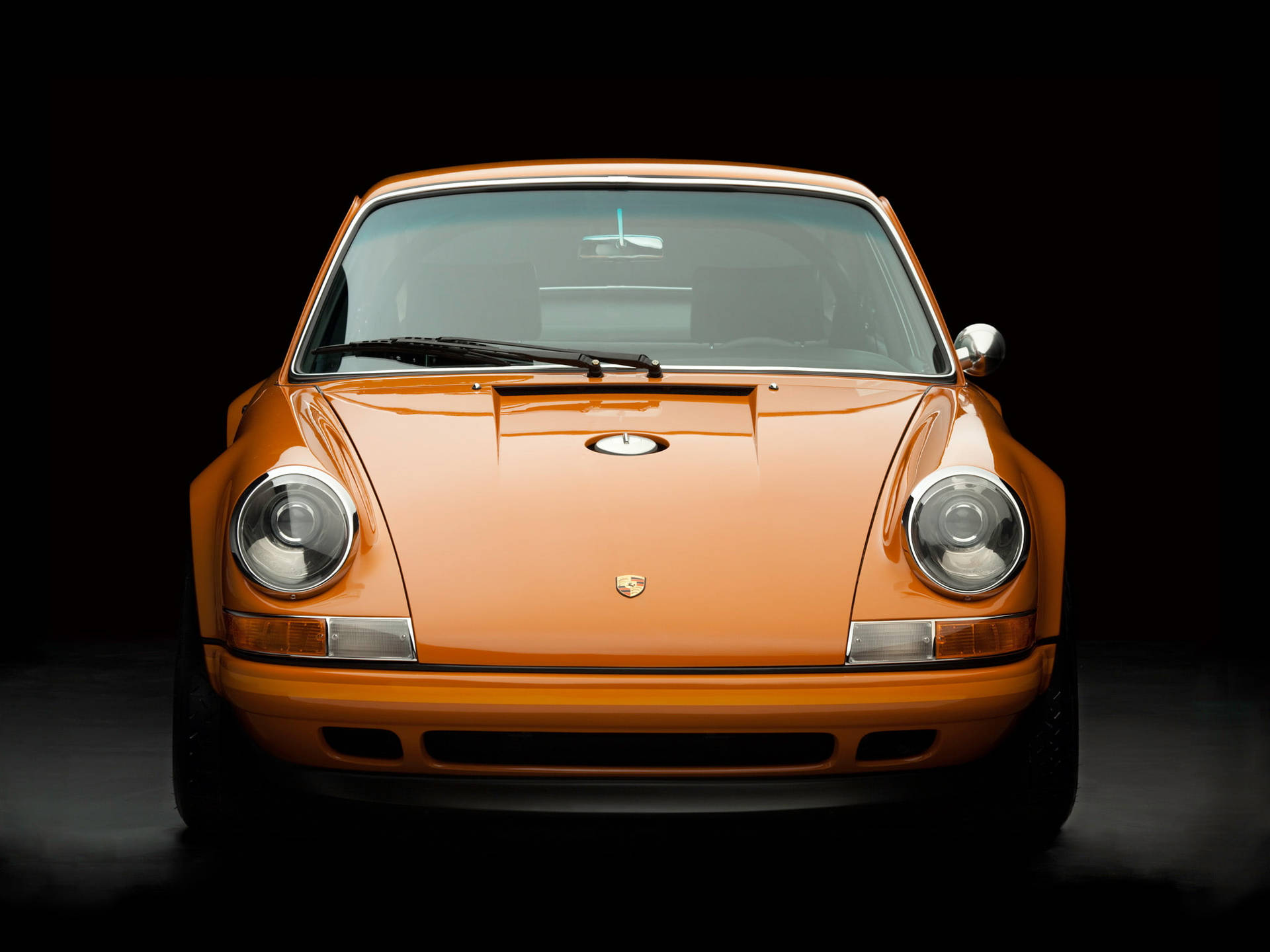 Orangesinger Porsche Framhuvud För Dator- Eller Mobilbakgrund. Wallpaper