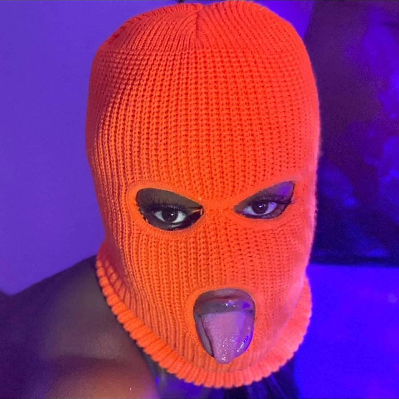 Orange Ski Mask Tongue Out Aesthetic Wallpaper
