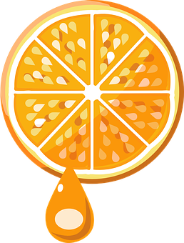 Orange Slice Juice Drip Vector PNG