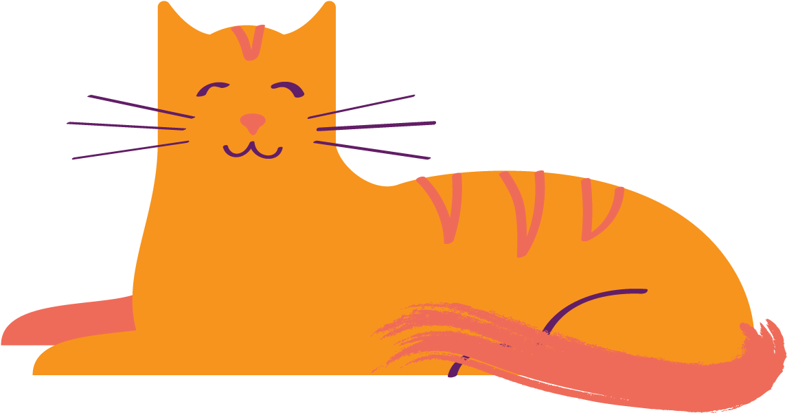 Orange Smiling Cat Illustration PNG