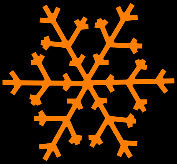 Orange Snowflakeon Black Background PNG