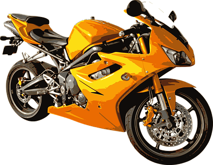 Orange Sport Motorbike Isolated PNG