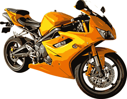 Orange Sport Motorcycle Isolated PNG