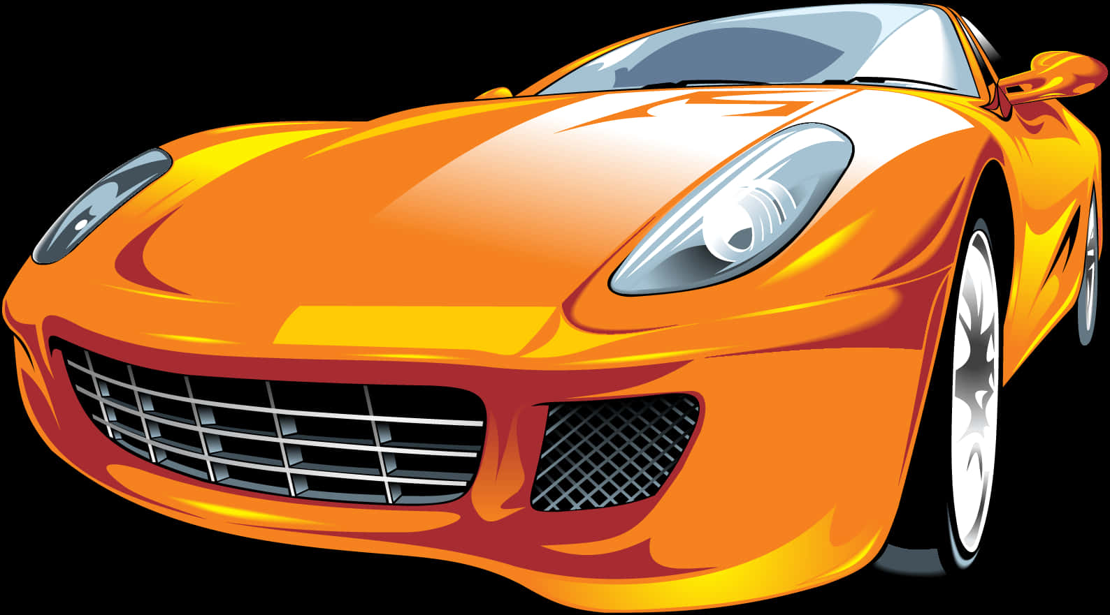 Orange Sports Car Illustration PNG