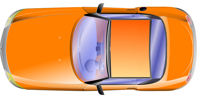 Orange Sports Car Top View PNG
