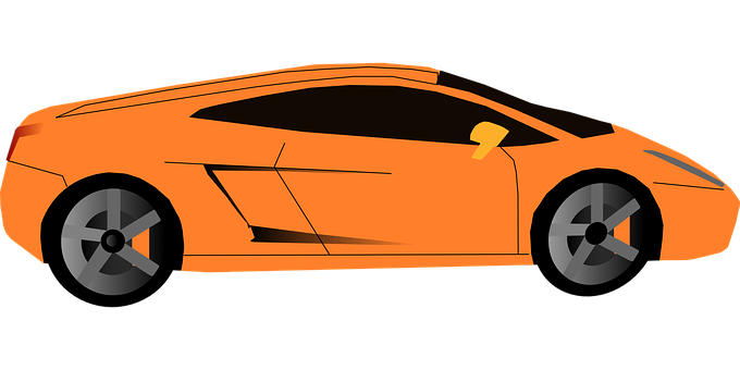 Orange Sports Car Vector Illustration PNG