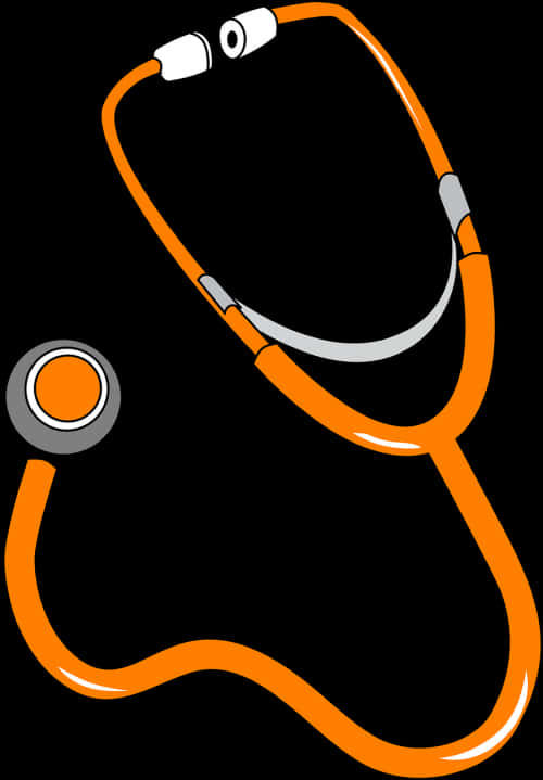 Orange Stethoscope Vector Illustration PNG