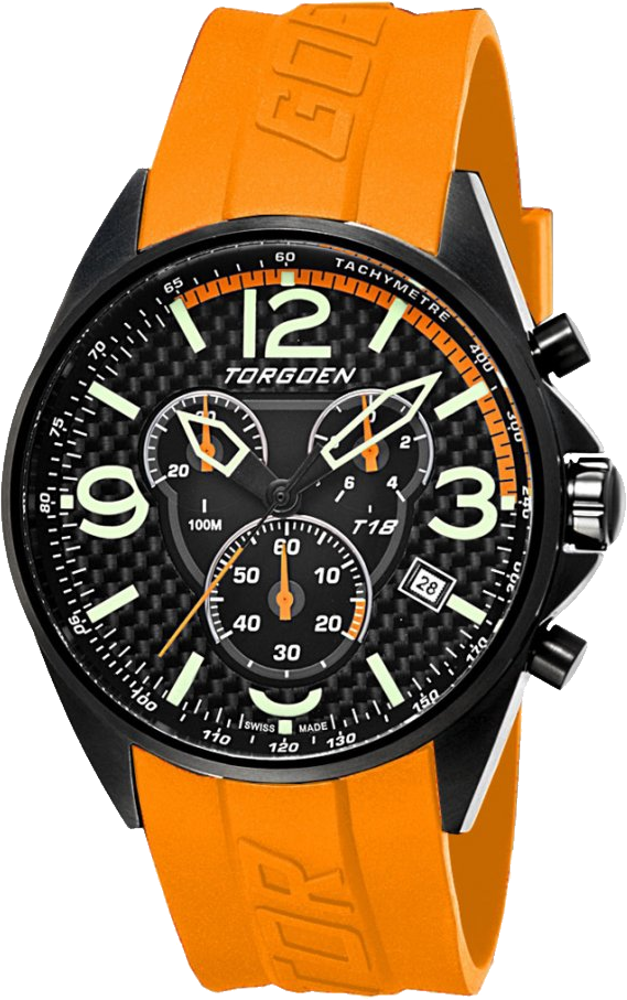 Orange Strap Sporty Chronograph Watch PNG