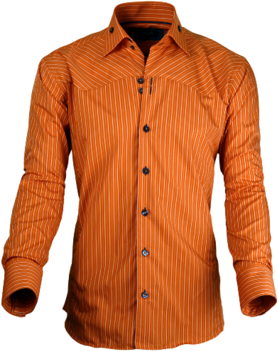 Orange Striped Dress Shirt PNG