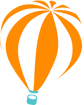 Orange Striped Hot Air Balloon PNG