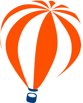Orange Striped Hot Air Balloon PNG