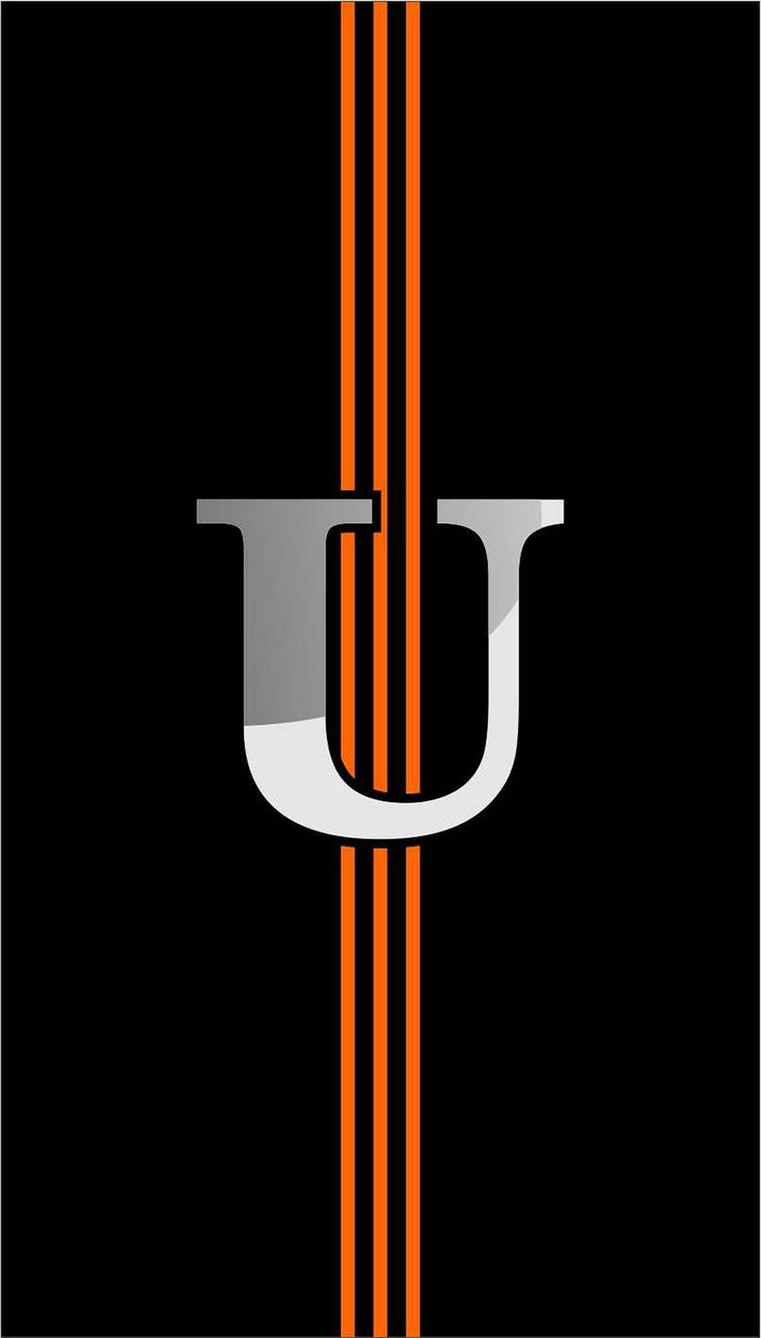 Orange Striped Letter U Wallpaper