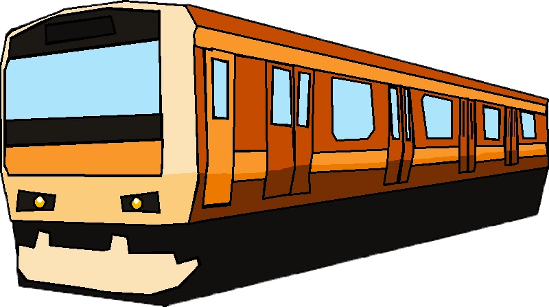 Orange Subway Train Illustration PNG