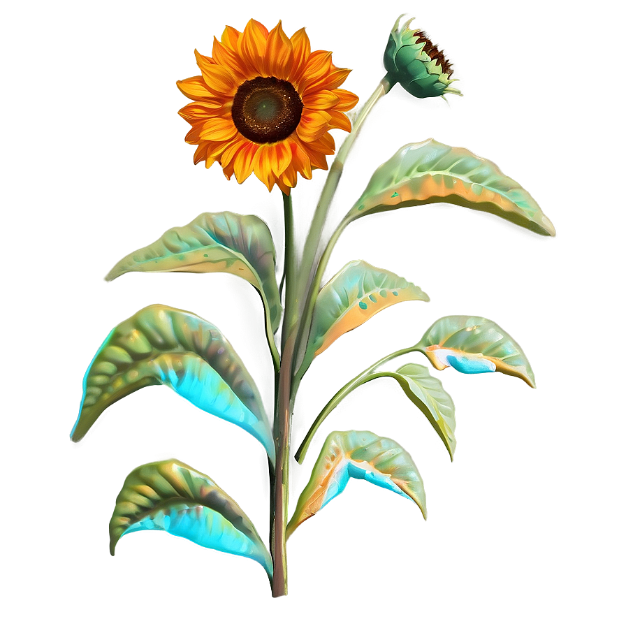 Orange Sunflower Delight Png Msl21 PNG