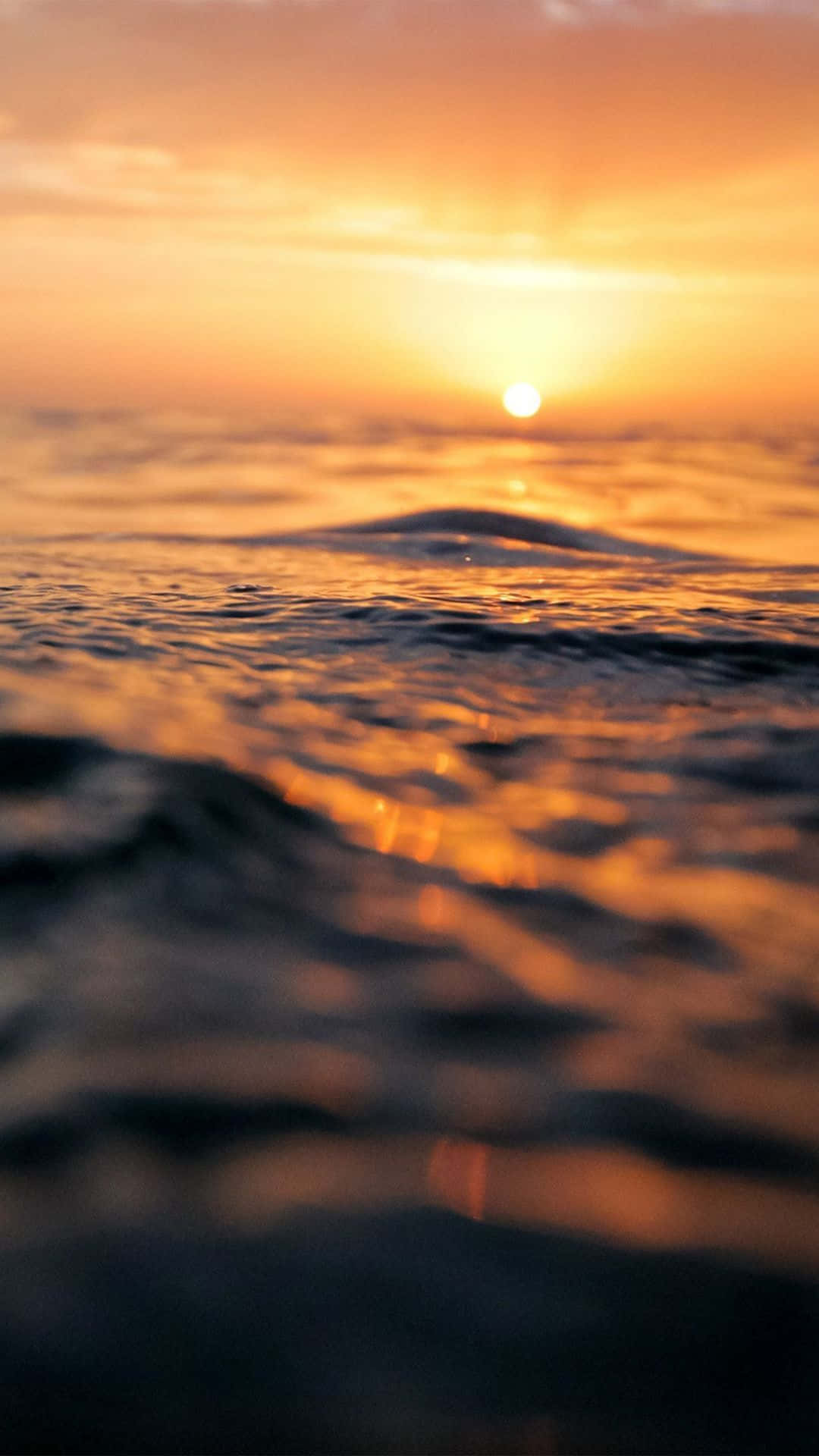 Mesmerizing Orange Sunset Over the Ocean Wallpaper