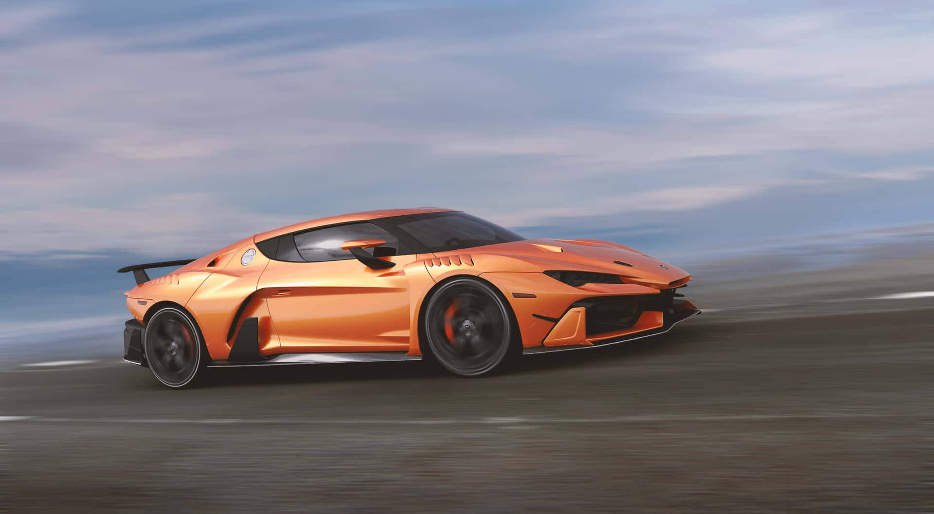 Orange Supercar Speed Blur Wallpaper