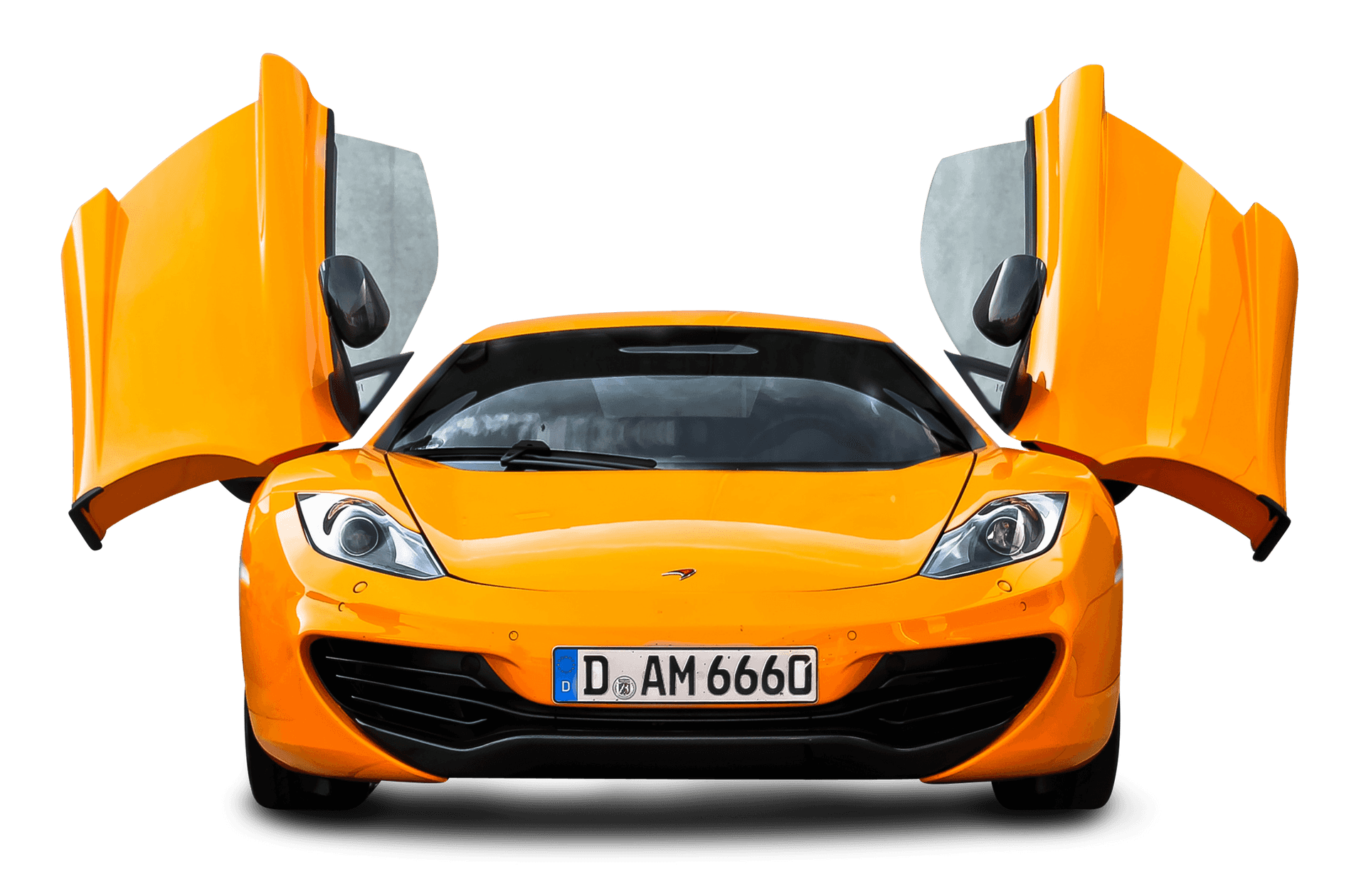 Orange Supercar With Doors Up PNG