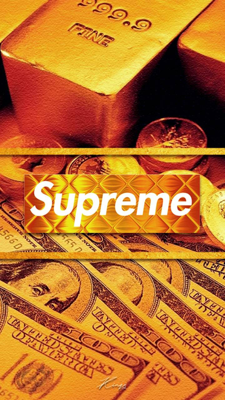 Orange Supreme Gold And Money Wallpaper