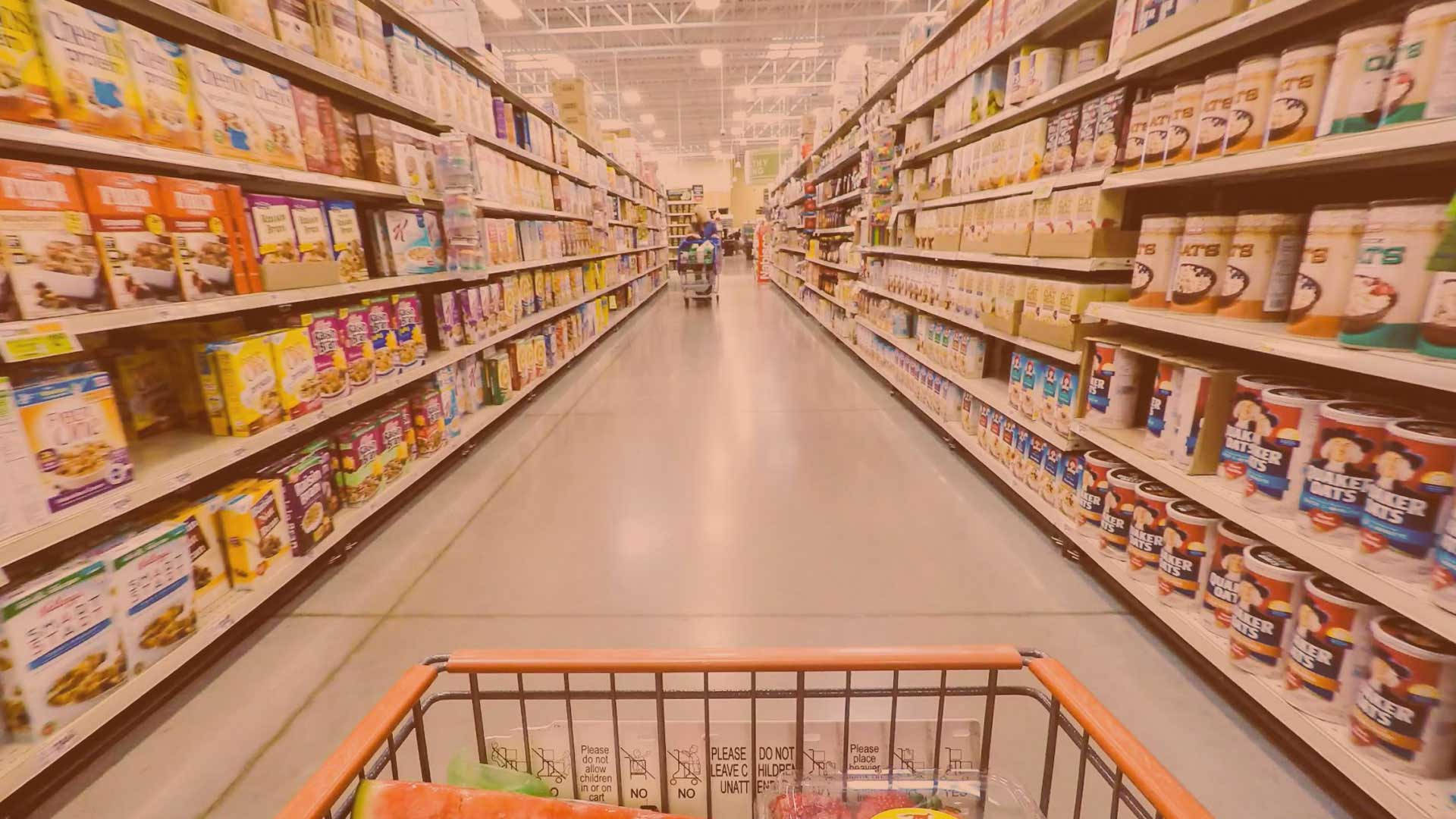 Orange Tinted Grocery Store Aisle Wallpaper