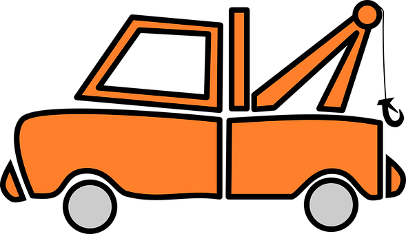 Orange Tow Truck Vector Illustration PNG