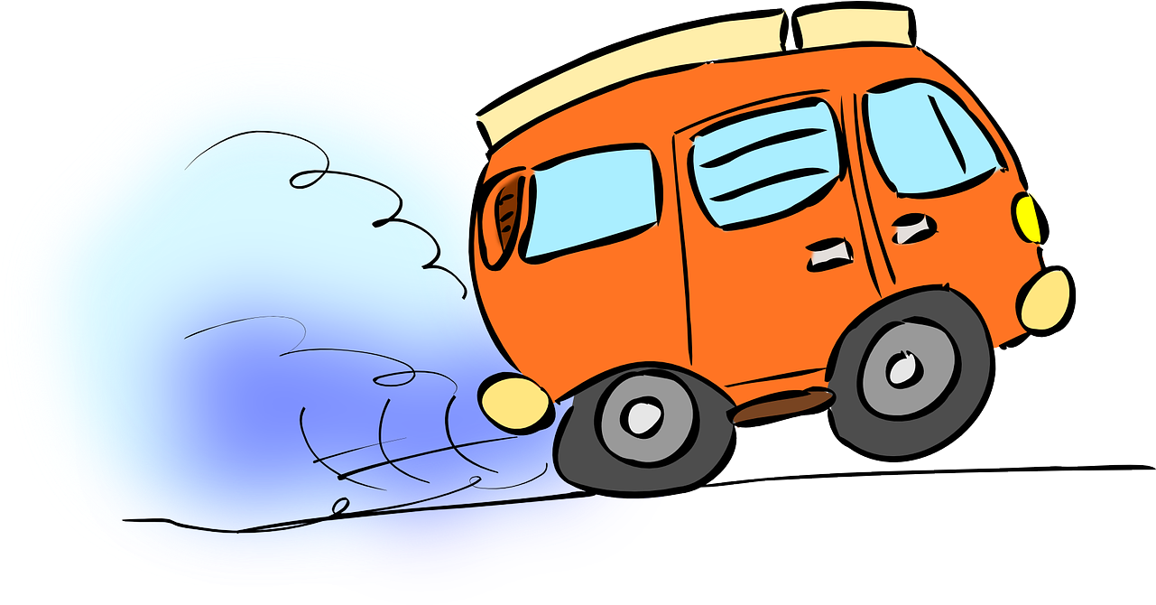 Orange Van Cartoon Illustration PNG