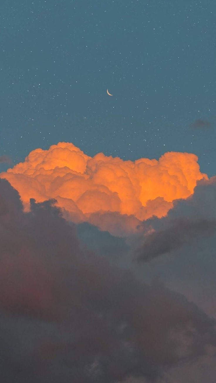 Orange Vintage Aesthetic Clouds Starry Background