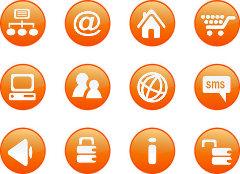 Orange Web Icons Set PNG