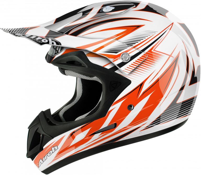Orange White Motorcycle Helmet Design PNG
