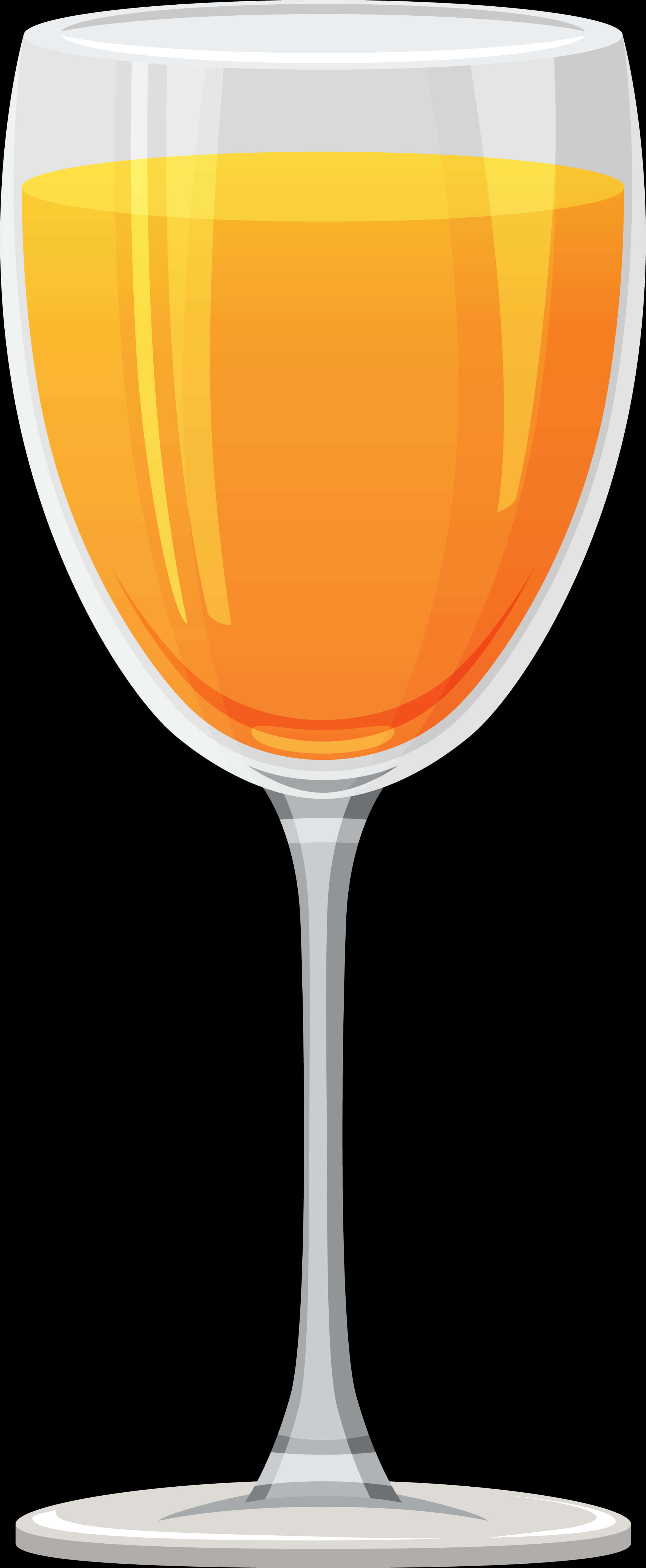 Orange Winein Crystal Glass PNG